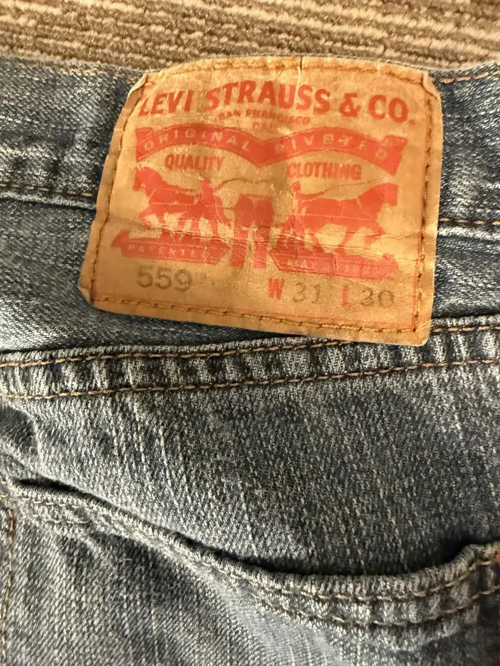 Levis 559 Jeans Mens 32x30 Blue Relaxed Straight Medium Wash Red Tab Zip Fly
